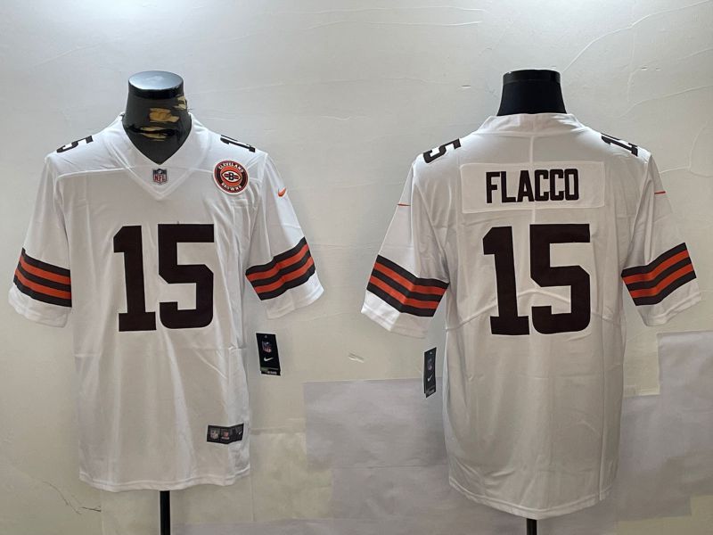 Men Cleveland Browns #15 Flacco White Second generation 2024 Nike Limited NFL Jersey style 2->cleveland browns->NFL Jersey